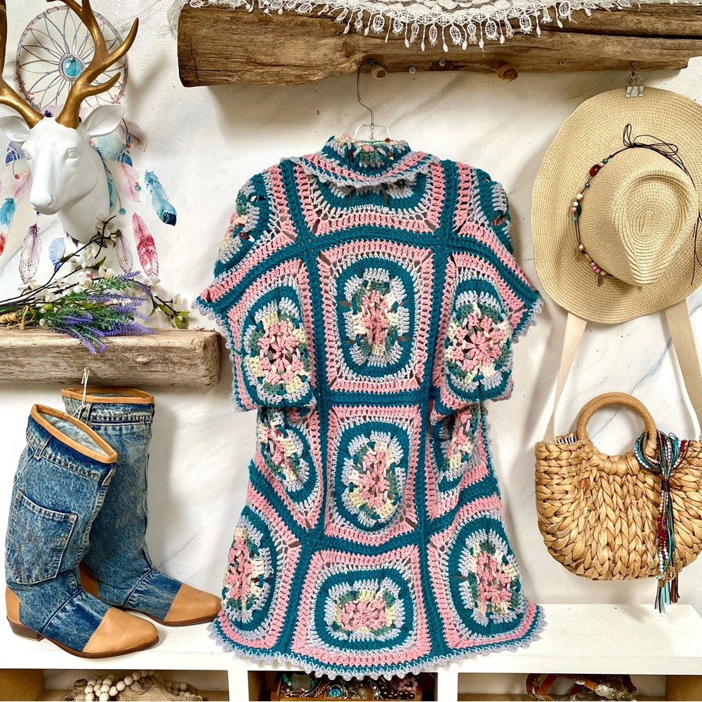 Colorful Crochet Women Sweater Cardigan